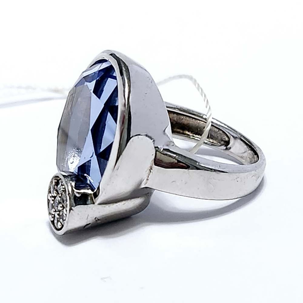 New Sterling silver round blue ring sz 6.5 - Picture 6 of 10